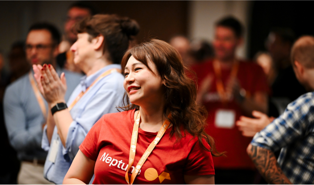 Hybrid Neptune Software team working together across locations